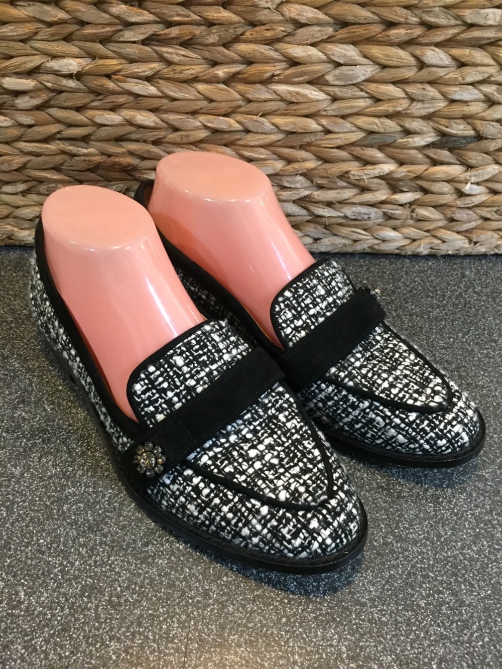 Talbots Black and White Tweed Loafers